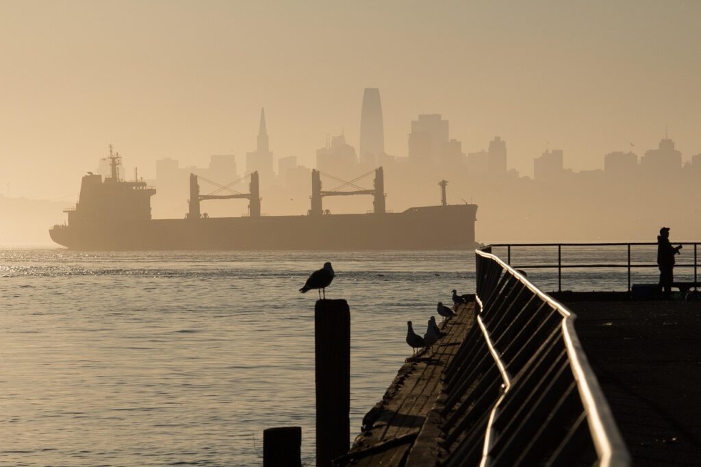 francisco, ship, bay, california, water, sea, boat, nature, ocean, landscape, america, sunrise